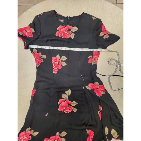 Spenser Jeremy Black Floral Flowy Chiffon Silk Dress Size 6 Tie Side - Picture 8 of 10